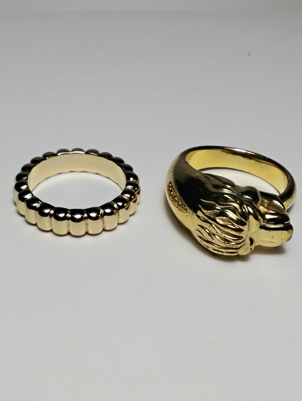 2 Lot 18k GP Rings Charlotte Sz 6-1/2 & Panther Sz 8-1/2